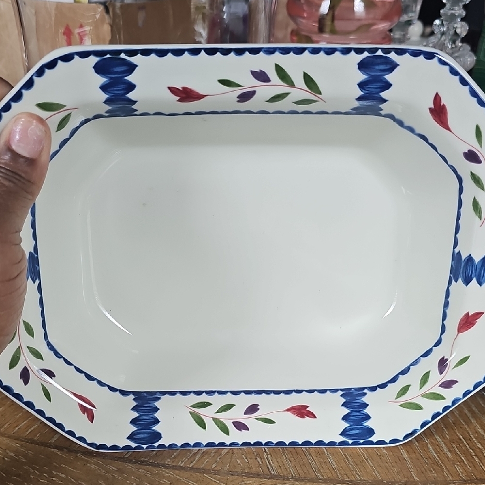 Adams Blue and Red Floral Serveware Platter